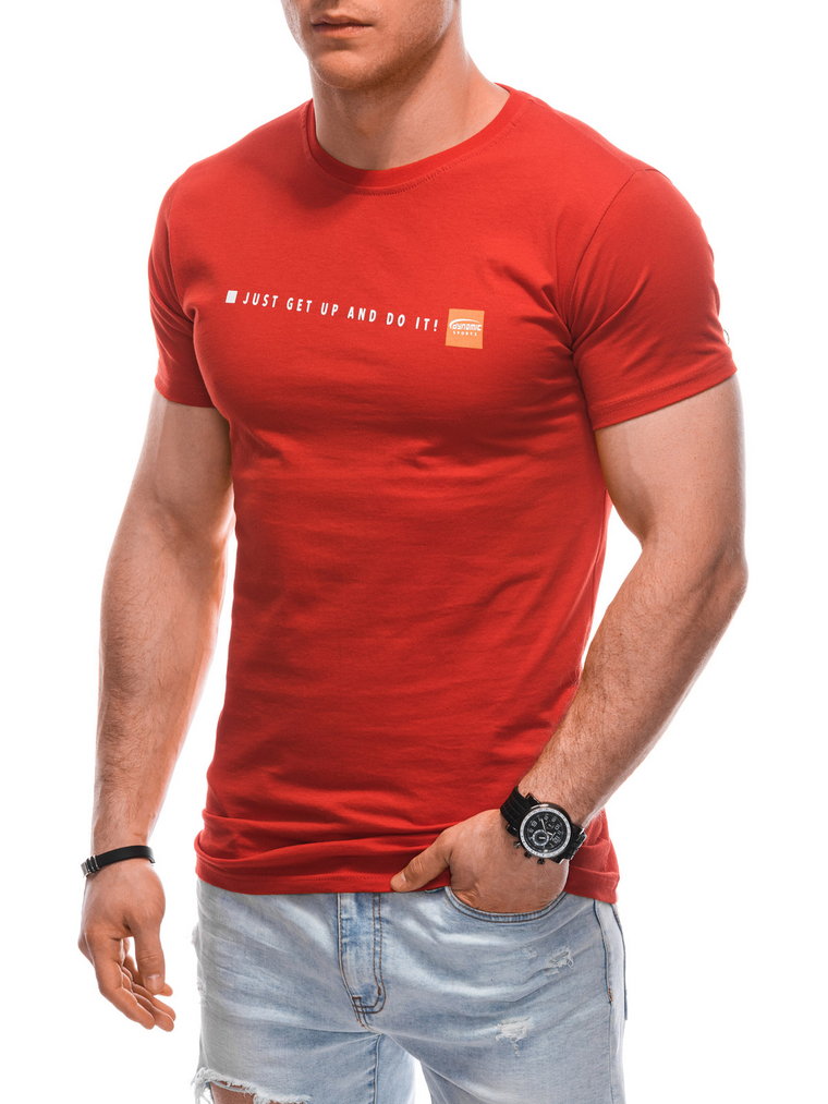 T-shirt męski z nadrukiem S1920 - czerwony