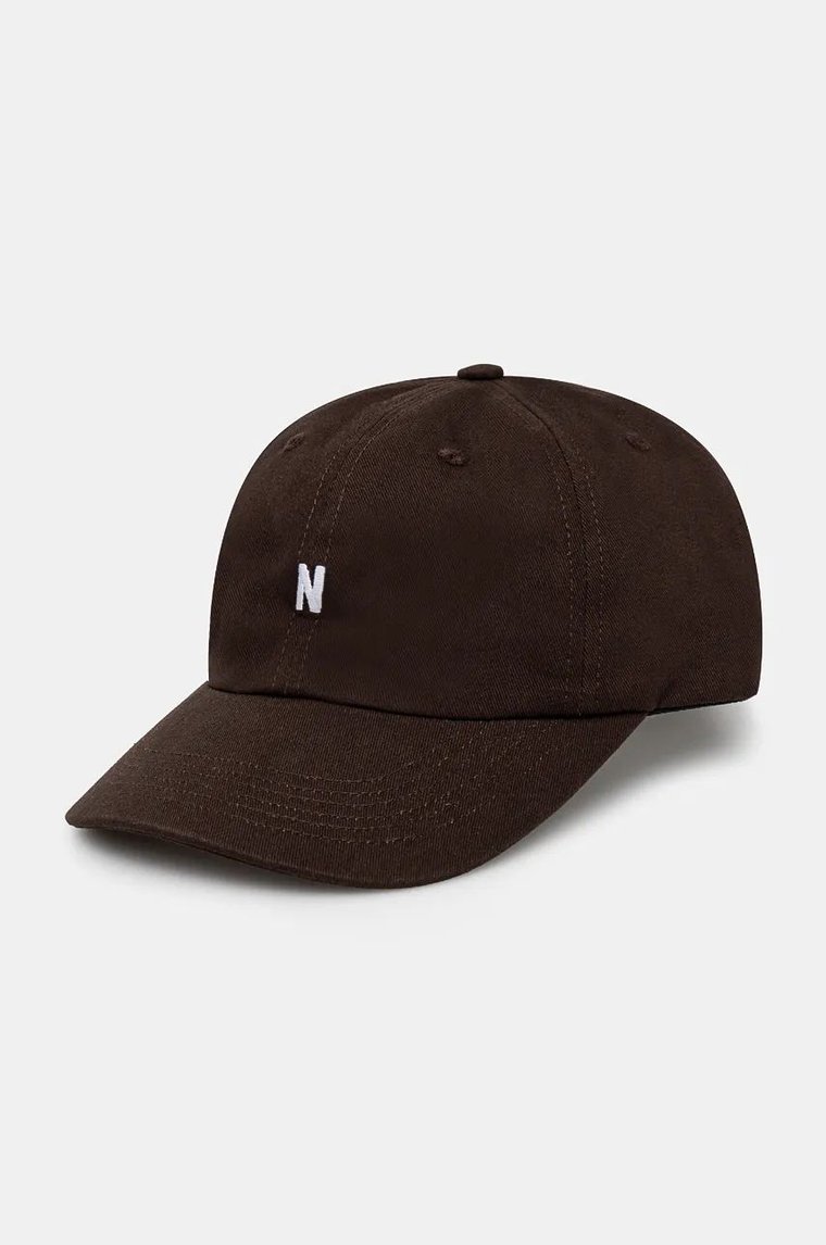 Norse Projects czapka z daszkiem bawełniana Twill Sports Cap kolor brązowy z aplikacją N80.0001.2022