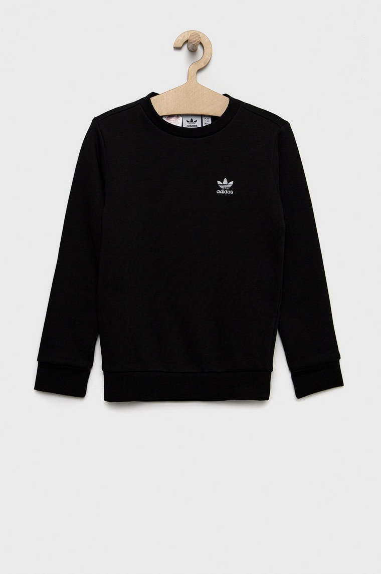 adidas Originals bluza bawełniana dziecięca kolor czarny gładka