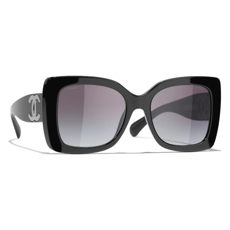 Czarne okulary przeciwsłoneczne z oryginalnymi akcesoriami Chanel