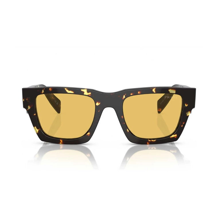 Okulary przeciwsłoneczne w kształcie poduszki z żółtymi soczewkami Prada