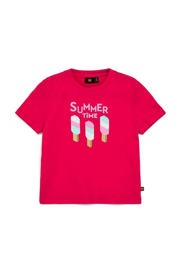 Lego t-shirt bawełniany dziecięcy kolor różowy