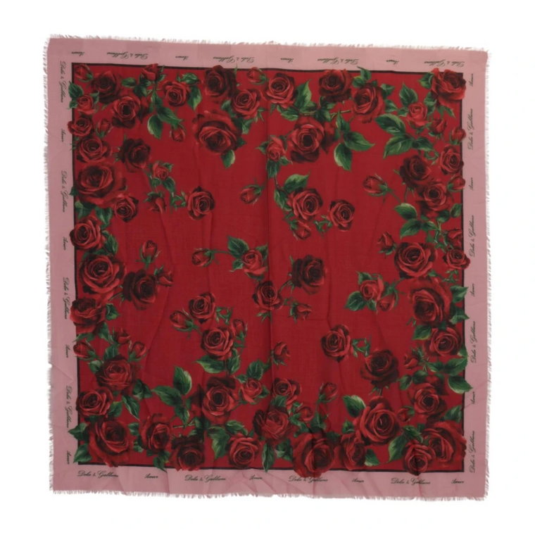 Wielokolorowy Szal z Wzorem Róż Dolce & Gabbana