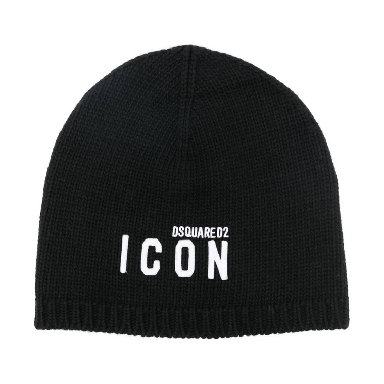 Wyszywany czapka Be Icon w żebrowane wzory Dsquared2