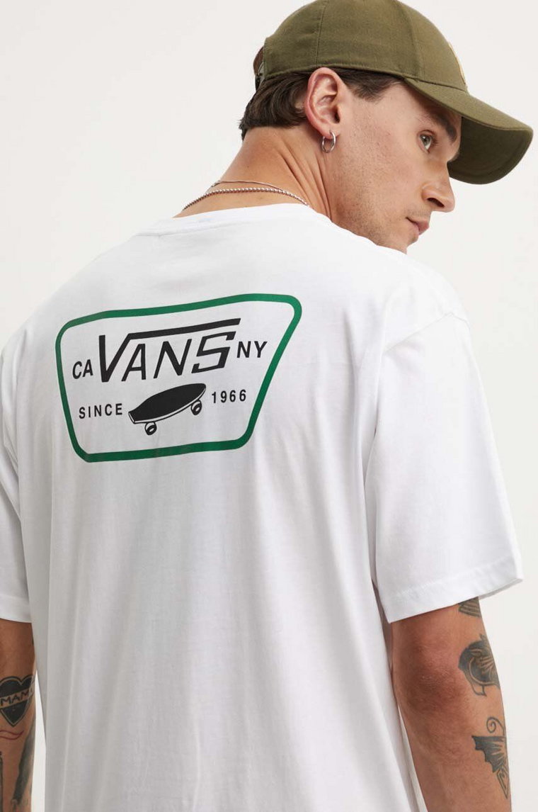 Vans t-shirt bawełniany męski kolor biały z nadrukiem VN0000F8DBK1