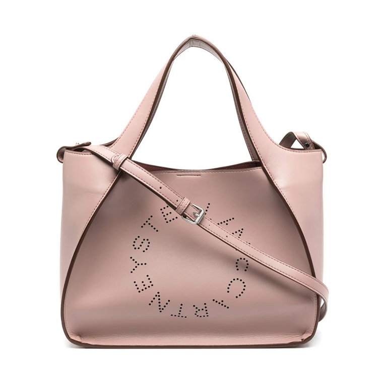 Różowa torba z logo i perforowanymi detalami Stella McCartney