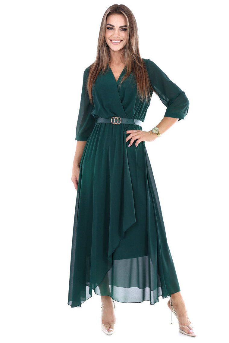 Sukienka FSU1087 ZIELONY gładki zielony szyfon