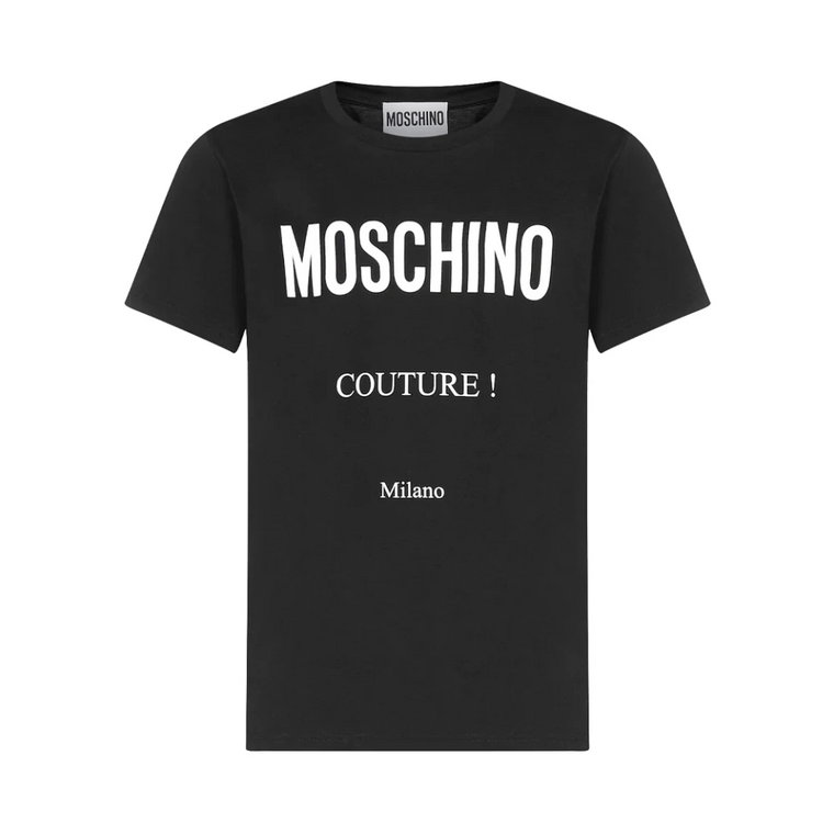 Czarna Casualowa Koszulka z Maxi Logo Moschino
