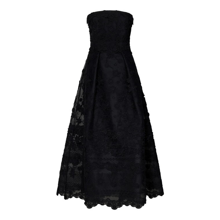Czarna sukienka z haftem kwiatowym Elie Saab