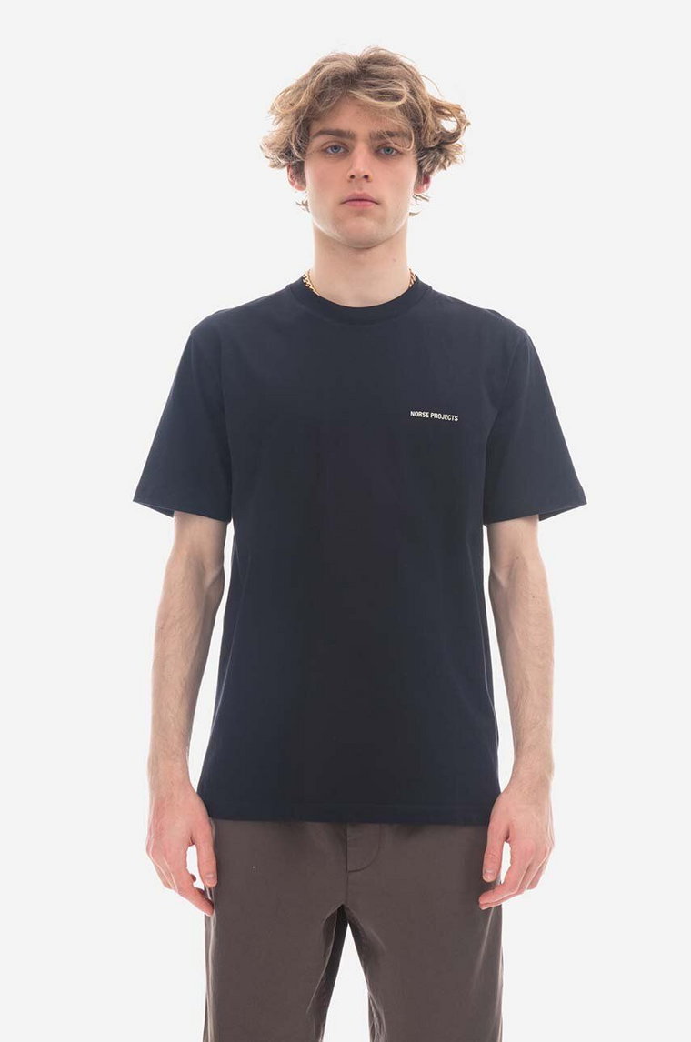 Norse Projects t-shirt bawełniany kolor granatowy gładki N01.0606.7004-7004