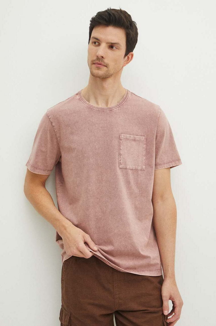 Medicine t-shirt bawełniany męski kolor różowy gładki