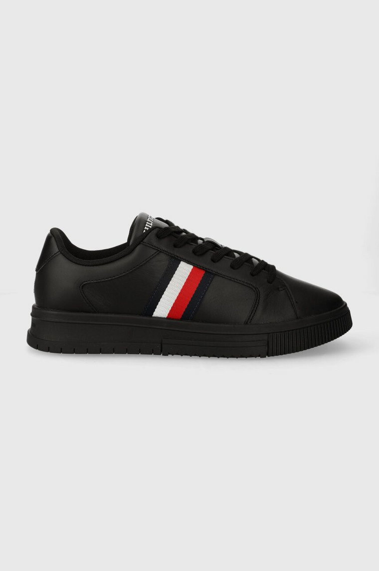 Tommy Hilfiger sneakersy skórzane SUPERCUP LTH STRIPES ESS kolor czarny FM0FM04895