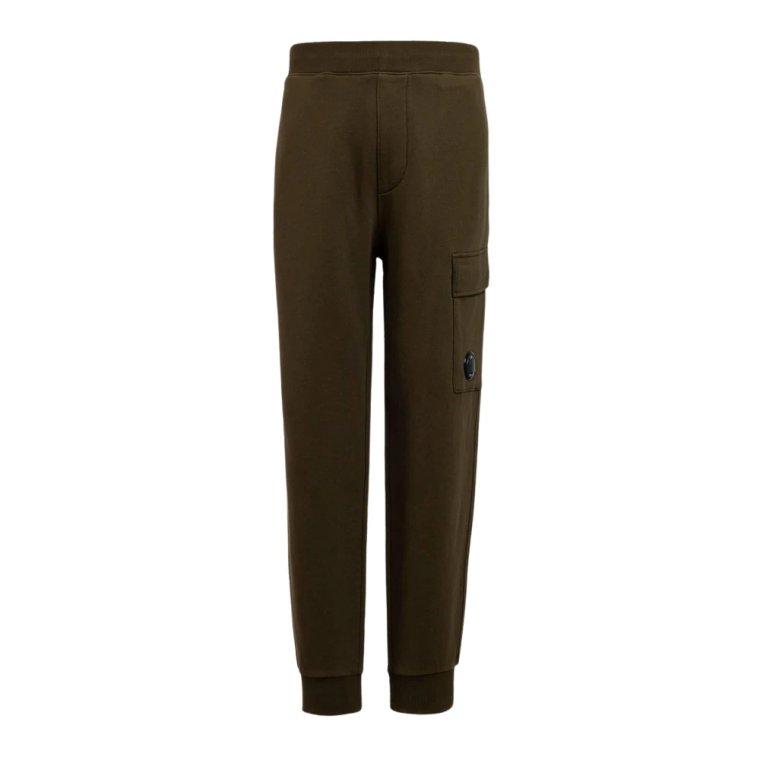 Zielone Spodnie Jogger z Diagonal Raised Fleece C.p. Company