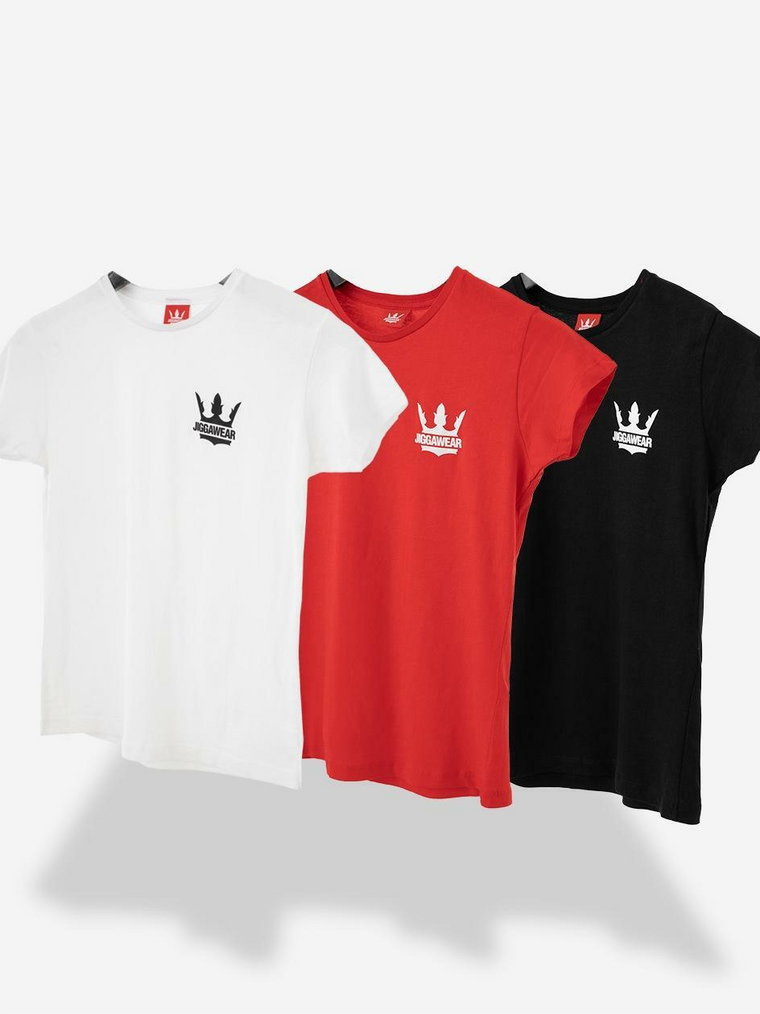 Zestaw 3 Damskich T-Shirtów  Czarny / Biały / Czerwony Jigga Wear Classic Logo