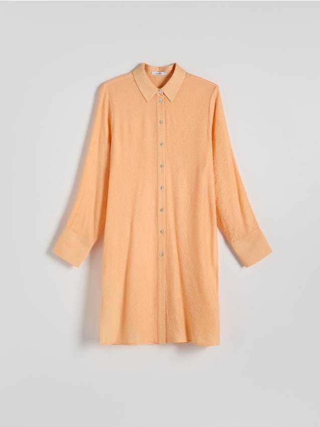 Reserved - Długa koszula z wiskozy - brzoskwiniowy