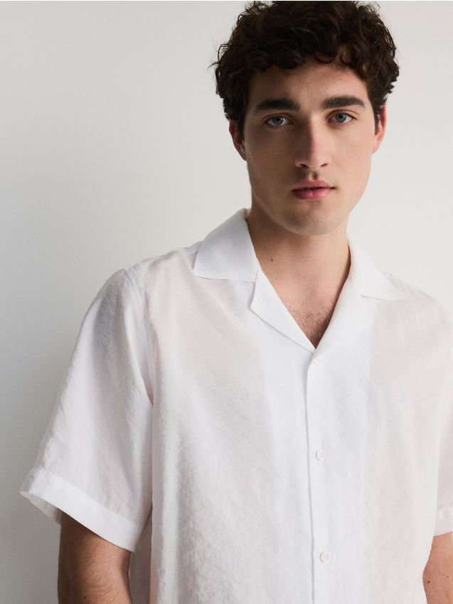 Reserved - Koszula comfort z modalem - biały