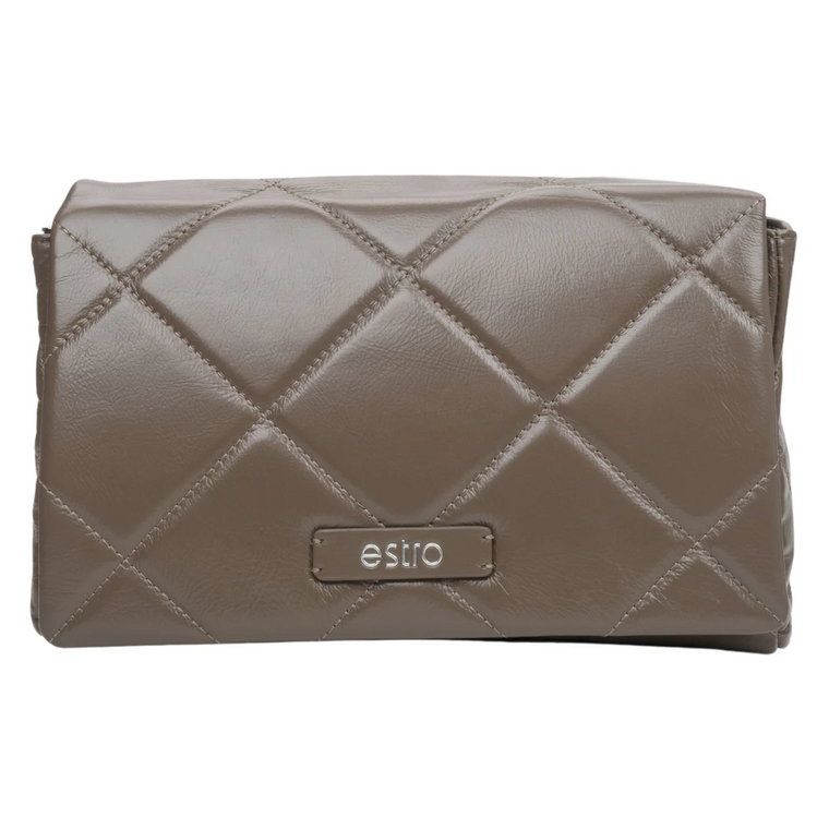 Women's Brown Chain Strap Shoulder Bag made of Genuine Leather Estro Er00113728 Estro
