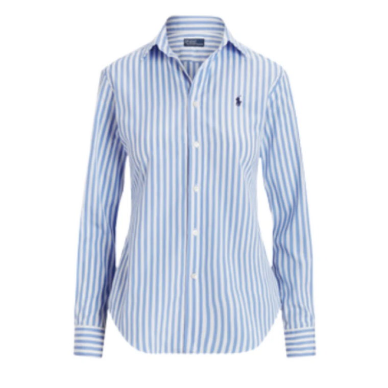 Bluzka w paski z długim rękawem - Rozmiar: 6, Kolor: Jasnoniebieski/Biały Ralph Lauren