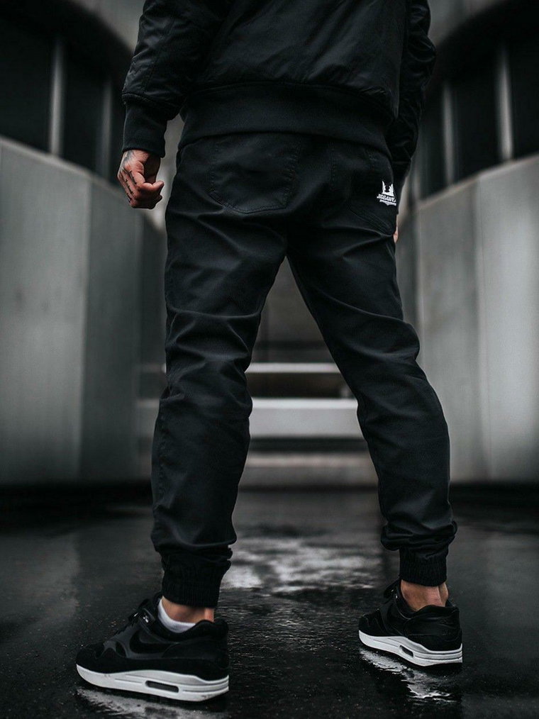 Spodnie Materiałowe Jogger Jigga Crown Stitch Czarne / Białe