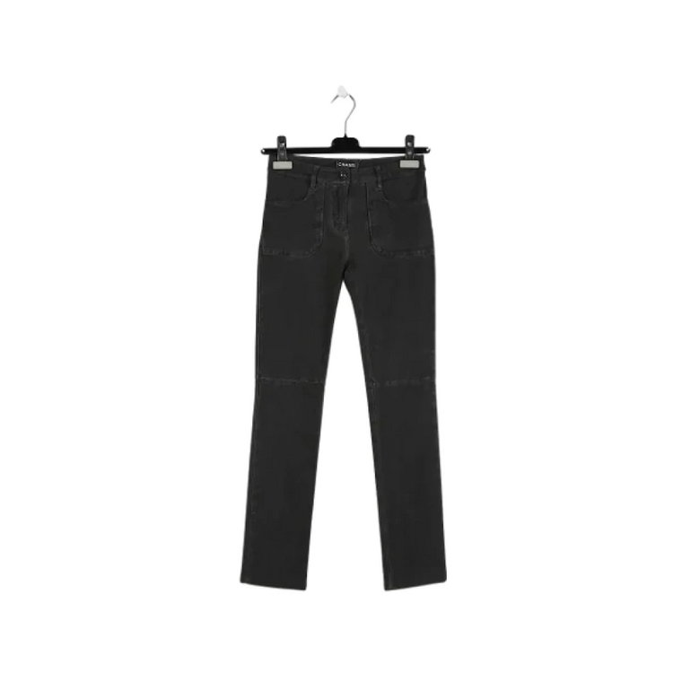 Czarne Elastyczne Jeansy z Bawełny Chanel Vintage