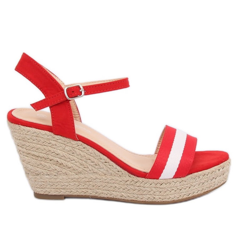 Espadryle na koturnie czerwone 9072 Red