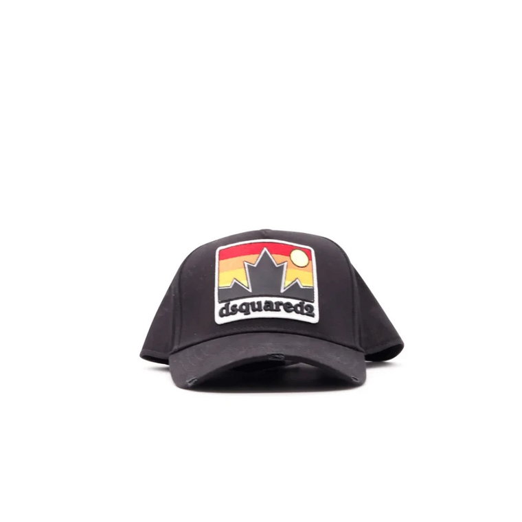 Czarna bawełniana czapka z wzorem Amp Dsquared2