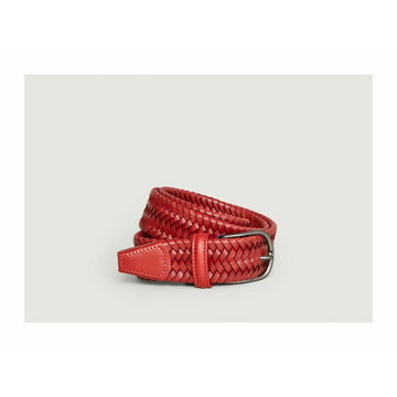 Anderson's, Elasticated braided leather belt Czerwony, male,