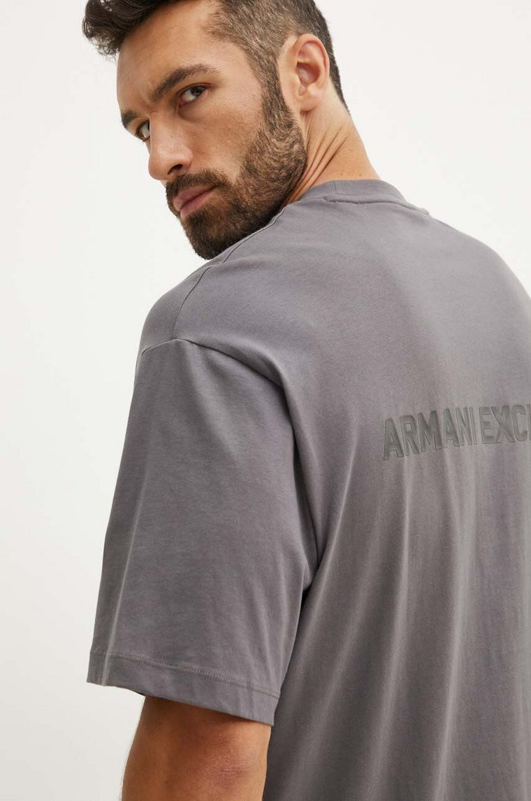 Armani Exchange t-shirt bawełniany męski kolor szary z nadrukiem 6DZTLS ZJLFZ