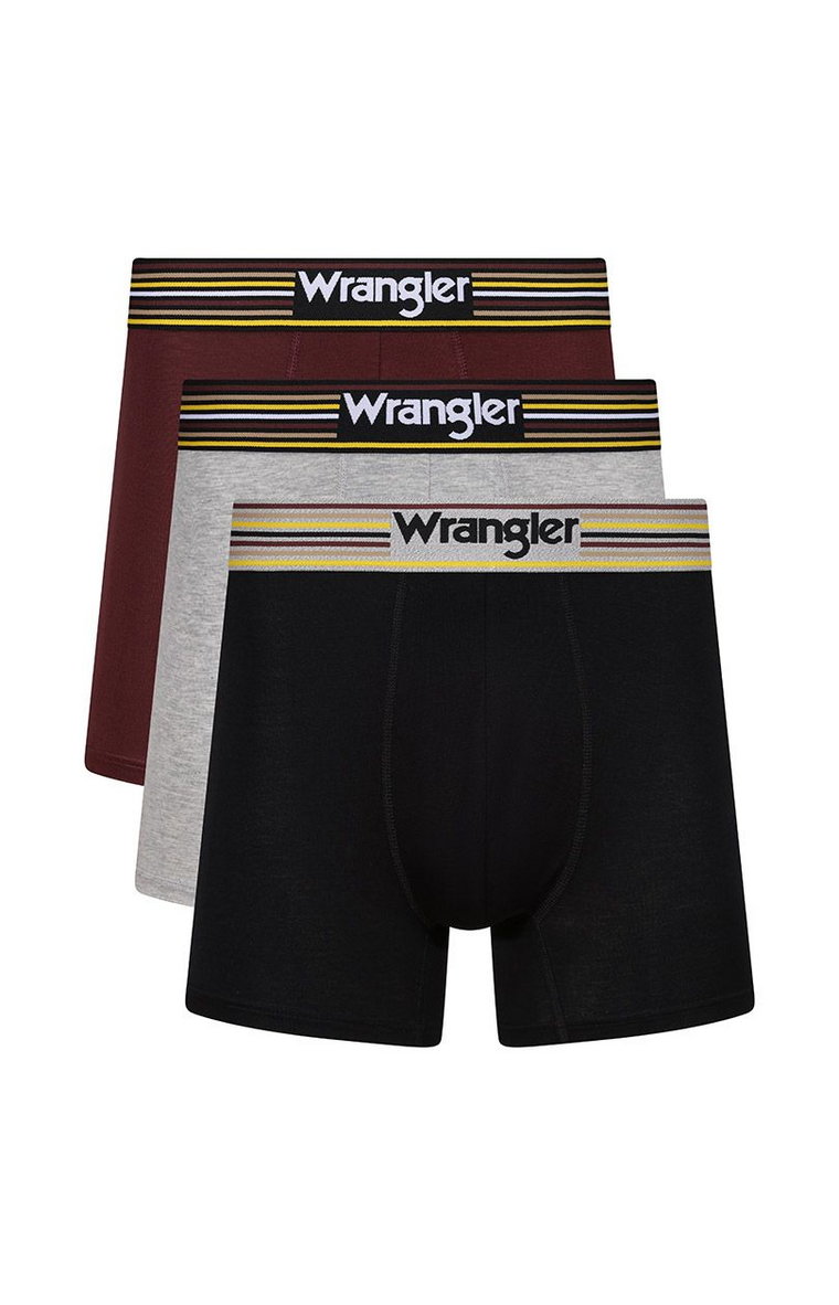 Wrangler 3-pack klasyczne bokserki męskie Ford, Kolor czarno-szaro-czerwony, Rozmiar M, Wrangler