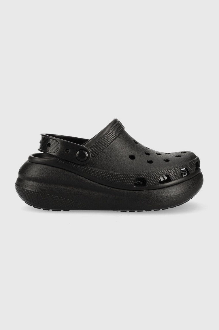 Crocs klapki Classic Crush Clog damskie kolor brązowy na platformie 207521