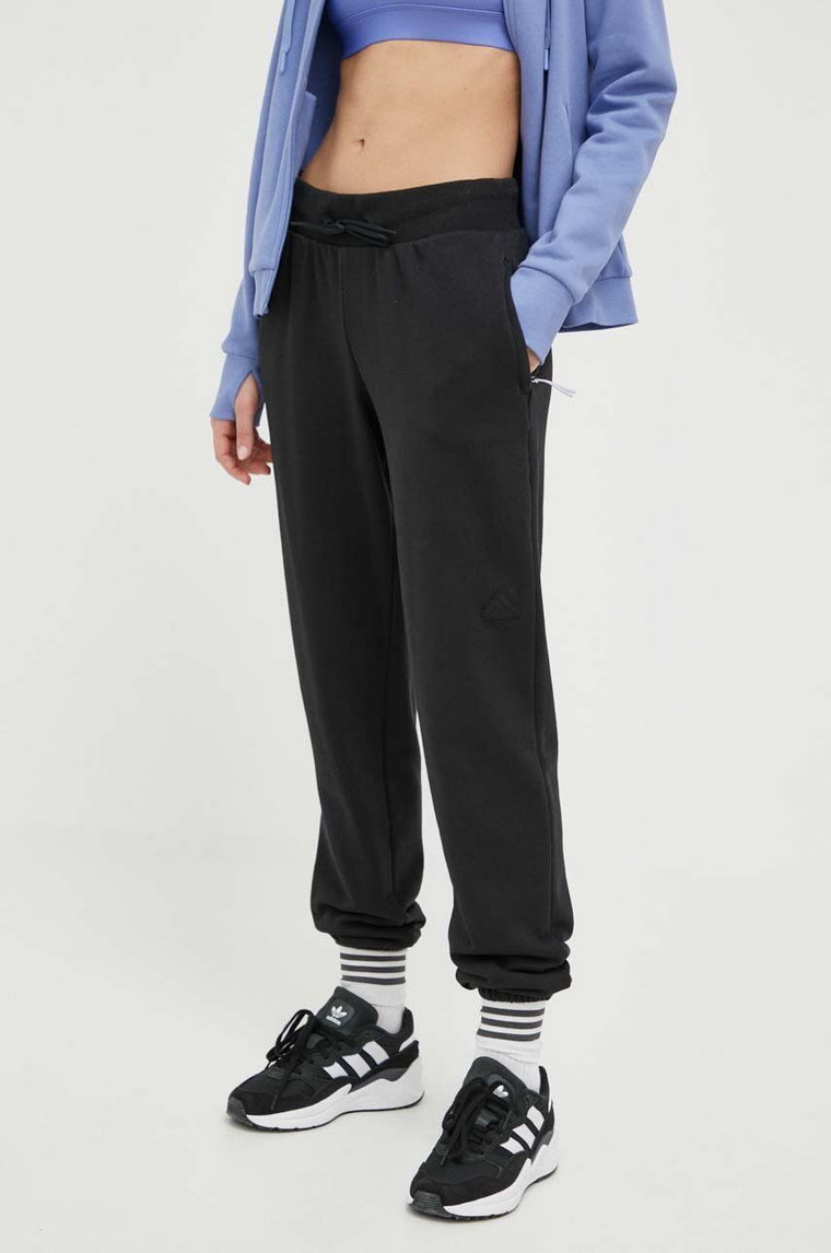 adidas spodnie dresowe bawełniane kolor czarny gładkie