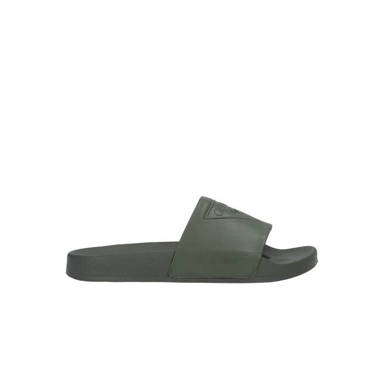 Ikoniczne Logo PVC Mules - Żywe Zielone Slidersy Guess