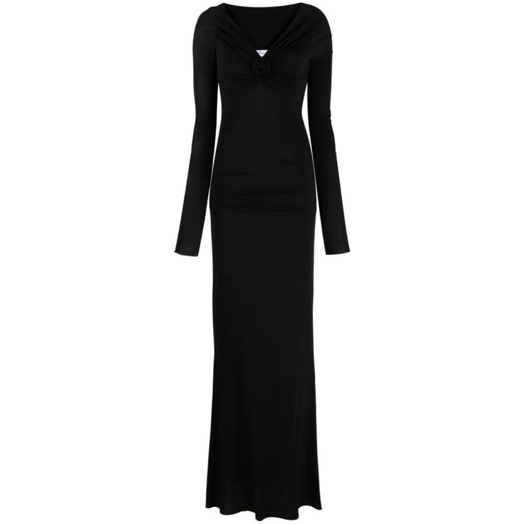 Długa Sukienka z dżerseju w kolorze czarnym Blumarine