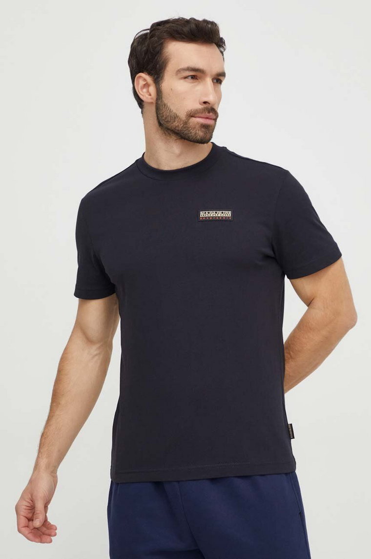 Napapijri t-shirt bawełniany S-Iaato męski kolor czarny z aplikacją NP0A4HFZ0411