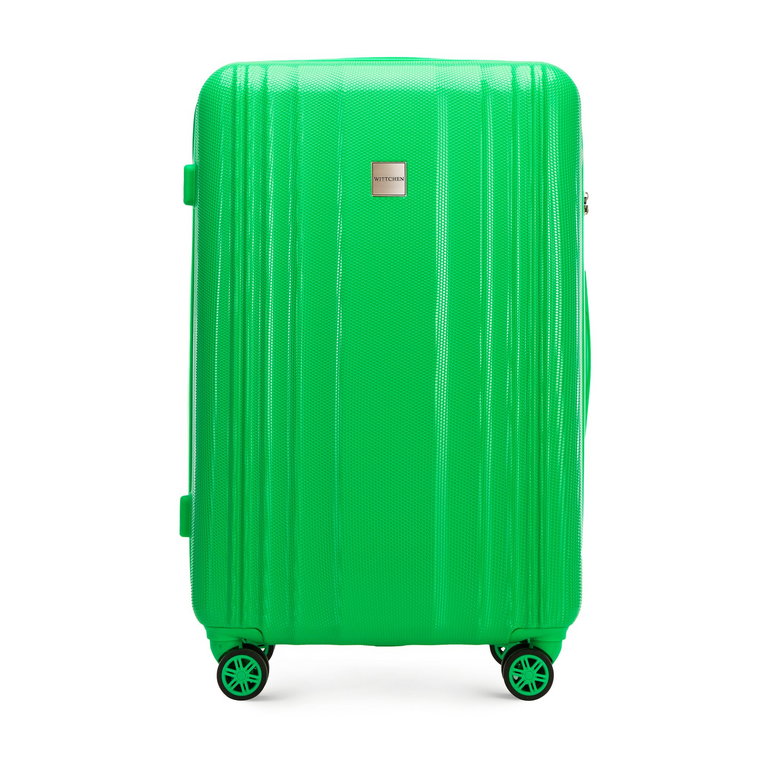 Duża walizka z polikarbonu tłoczona plaster miodu zielona