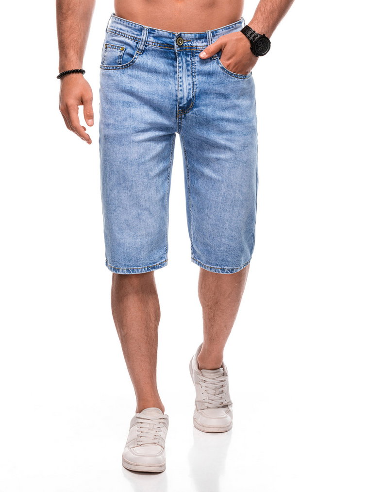 Krótkie spodenki męskie jeansowe W501 - jasnoniebieskie