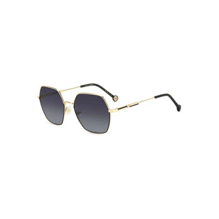 Złote Czarne Okulary przeciwsłoneczne z Ciemnoszarymi Soczewkami Carolina Herrera
