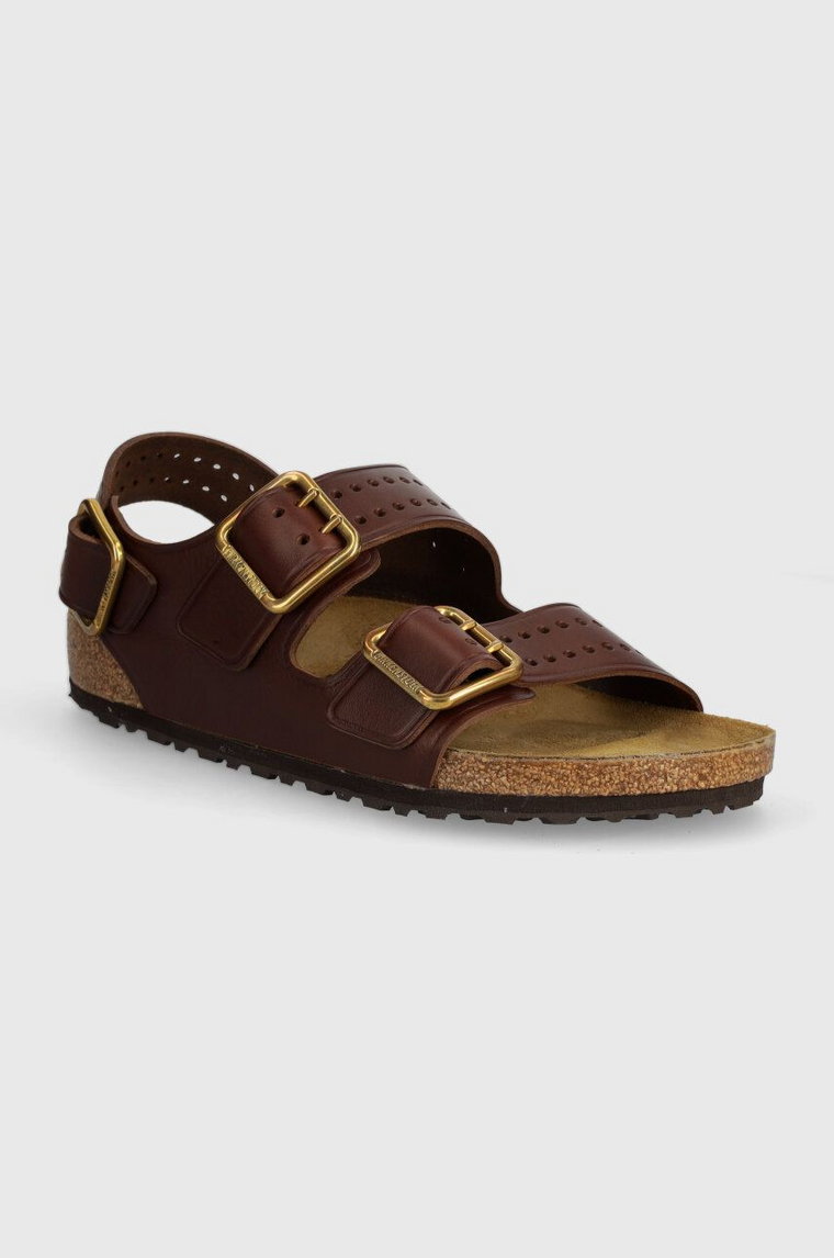 Birkenstock sandały skórzane Milano Bold Gap męskie kolor brązowy 1023595