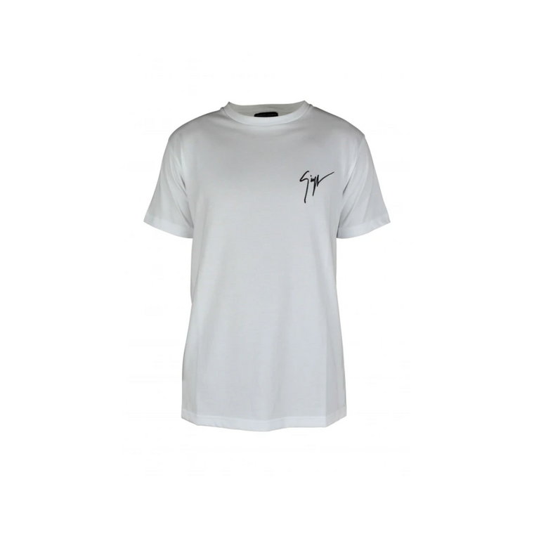Biała Koszulka z Logo, O-neck, 100% Bawełna, Wyprodukowana we Włoszech Giuseppe Zanotti