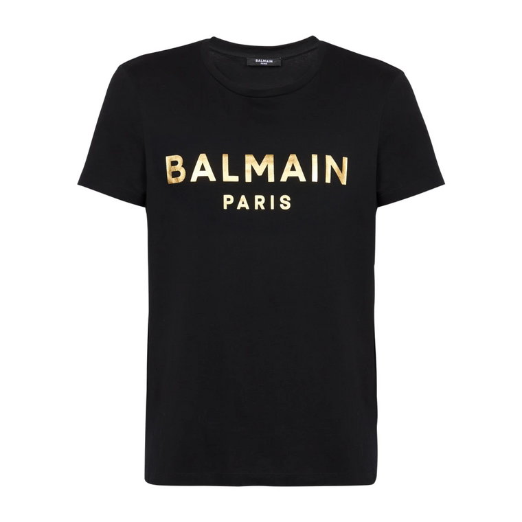 Koszulka z bawełny z nadrukiem logo Paris Balmain
