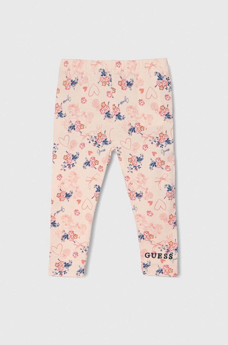 Guess legginsy dziecięce kolor różowy wzorzyste