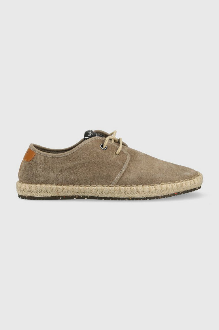 Pepe Jeans espadryle zamszowe TOURIST kolor brązowy PMS10314