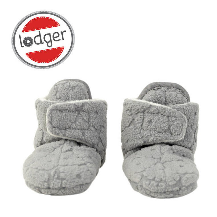 Lodger, Polarowe Buciki Kapcie, Szare, Fleece Drizzle, 3-6 M