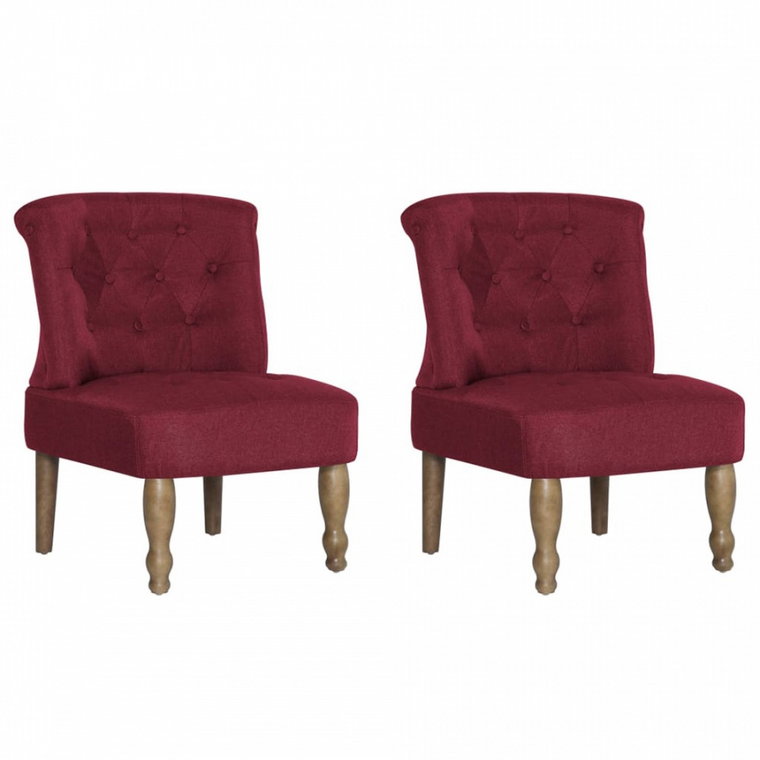 Krzesła w stylu francuskim 2 szt. czerwone wino tkanina kod: V-282137