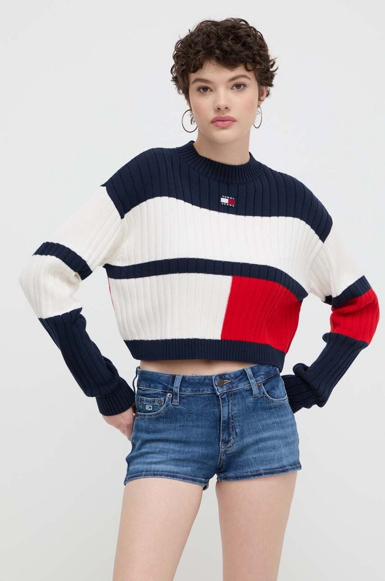 Tommy Jeans sweter bawełniany kolor beżowy lekki