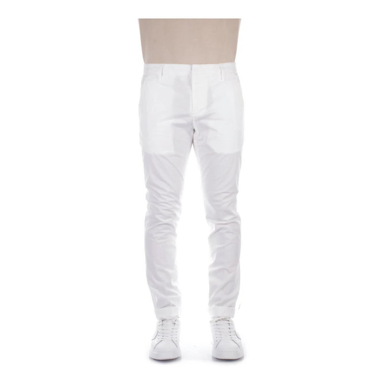 Białe Spodnie z Logo Dondup