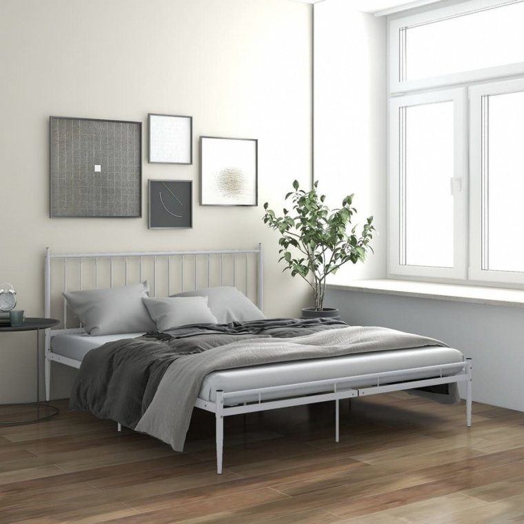 Rama łóżka, biała, metalowa, 140 x 200 cm kod: V-325019