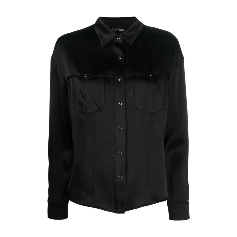 Czarne stylowe koszulki i Polosy dla kobiet Tom Ford