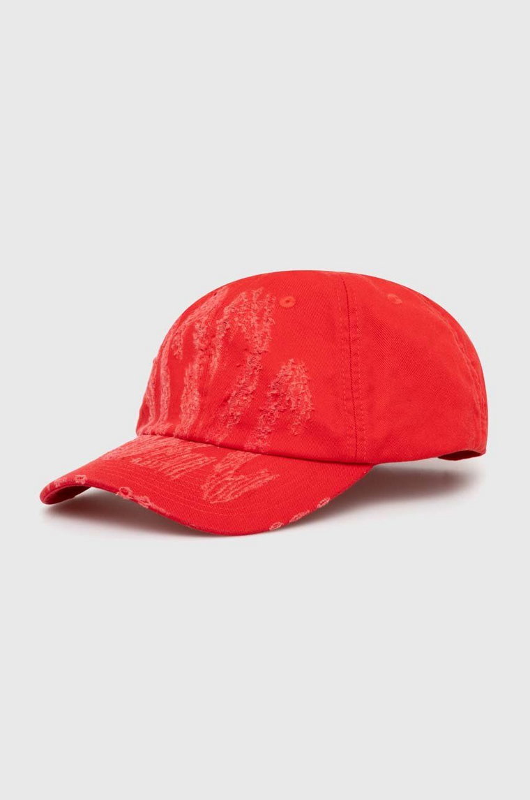 032C czapka z daszkiem bawełniana Crisis kolor czerwony z aplikacją SS24-A-0011