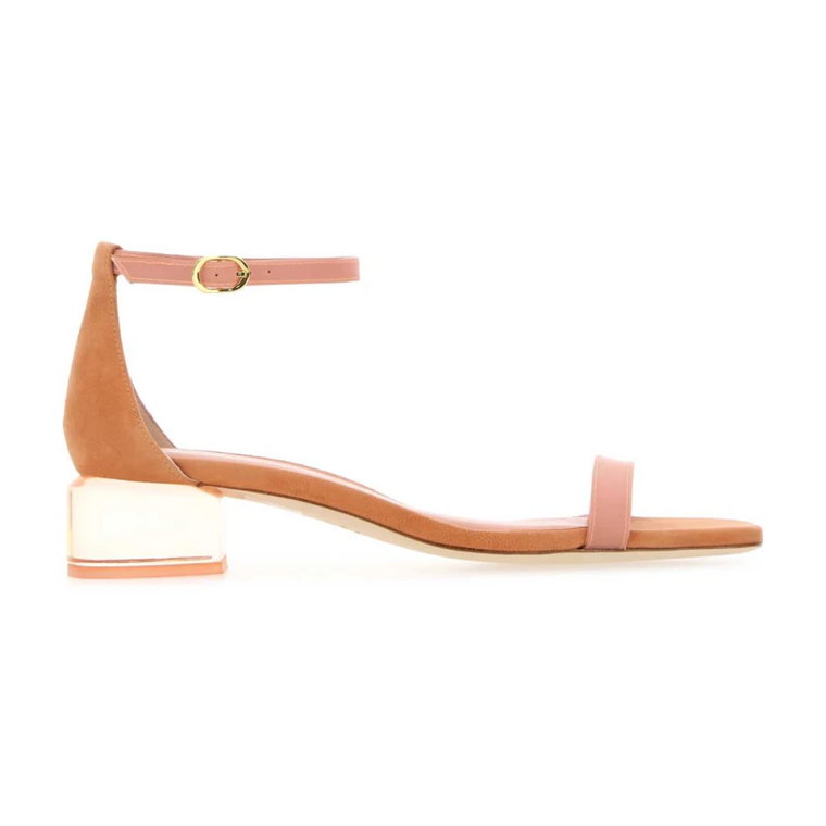 Peach zamsz sandały lucite nudistcurve Stuart Weitzman